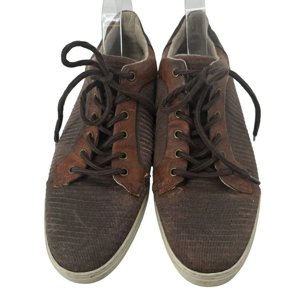 Bull Boxer Leather Sneakers Brown Textured Low Top Mens Size 11 Bardeau Casual
